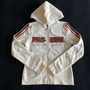 Vintage Women's Y2K Harley Davidson Big Logo Zip Hoodie Size Small Pre-Owned